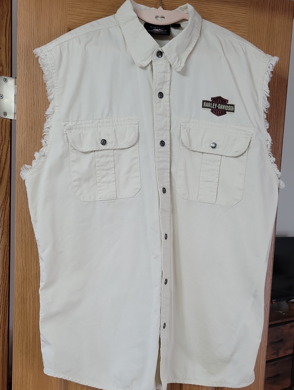 Harley-Davidson Cream Sleeveless Button-Down Shirt